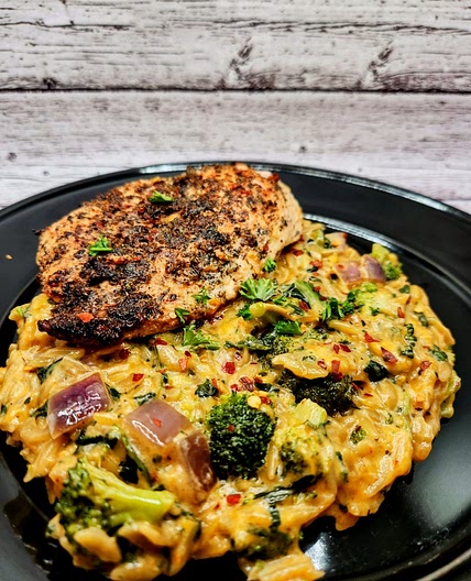 Cheesy Chicken Broccoli and Orzo — Buzzed Eats