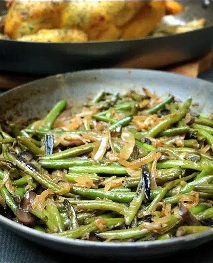 Haricot vert oignon champignons