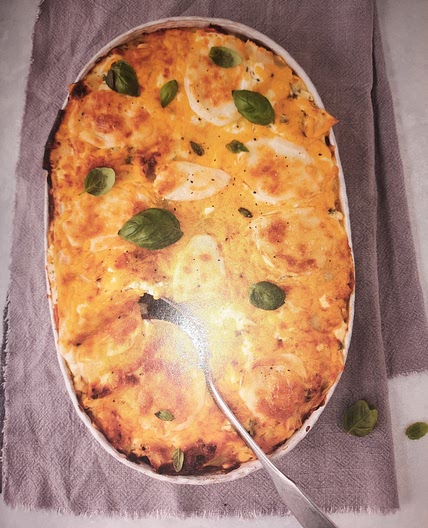 Half 'n' half aubergine lasagne