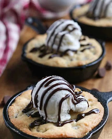 Pizookie in a skillet