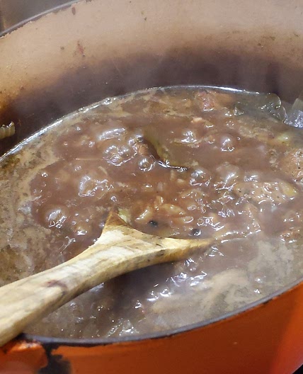 A simple stew of onions beer and beef
