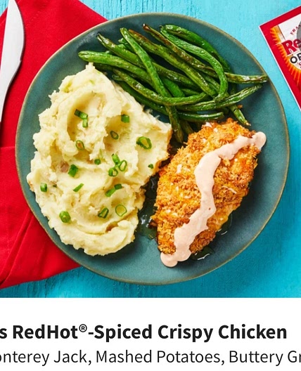 Hello Fresh - Frank's Red Hot Chicken with Mashed Potatoes and Green Beans (or Brussels Sprouts)