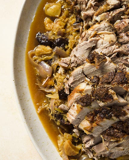 Roast Pork w/ Sauerkraut, Apples & Dried Fruit