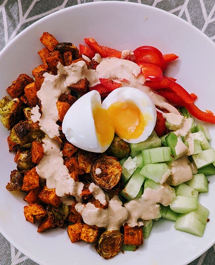 Sweet potato and brussel sprouts salad