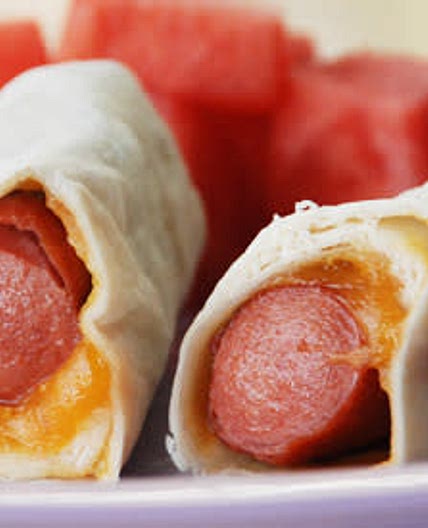 Hot dog with tortilla bread