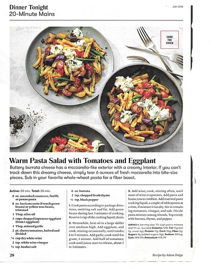 Warm Pasta Salad with Tomatoes and Eggplant