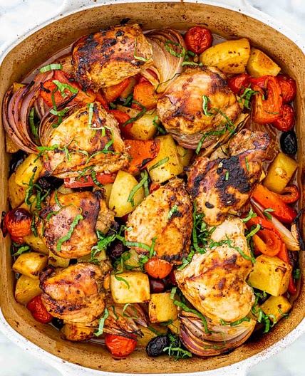 Pan Roasted Chicken potatoes and carrots
