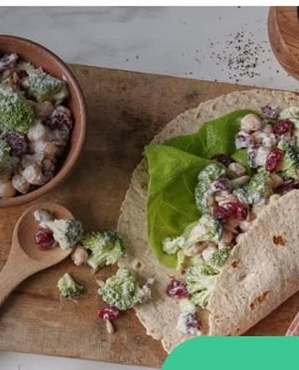 Chickpea Broccoli Salad Wraps