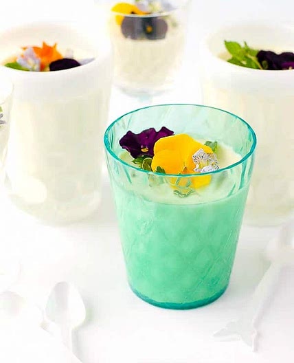 Rose-flavored Panna Cotta with Edible Flowers