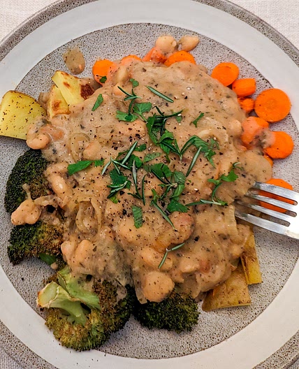 Creamy Provençal Beans with Roasted Veggies