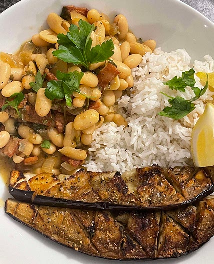 Bean, bacon and herbs 