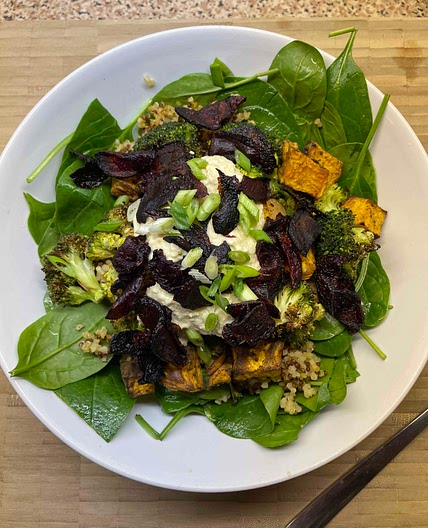 Sweet Potato and Beetroot Crisp Baked Salad