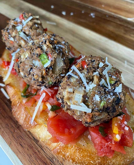 WIC Approved Meatless Meatball Crostini