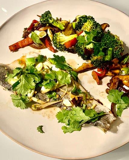 Sea bass Ginger & Spring Onions Papillote