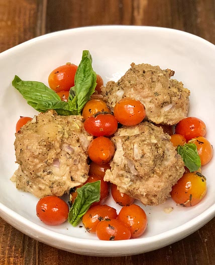 Big Meatballs with Roasted Cherry Tomatoes