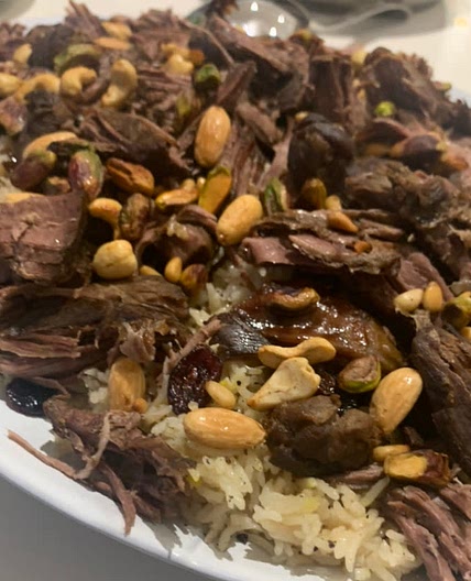 Lamb Shank with Rice Pilaf