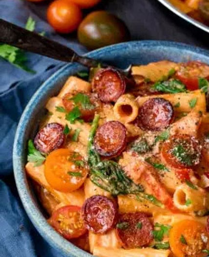 Creamy Chicken and Chorizo Rigatoni