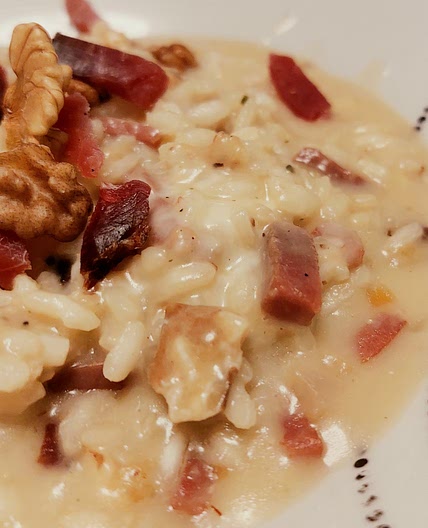 Risotto - speck, walnuts and scamorza