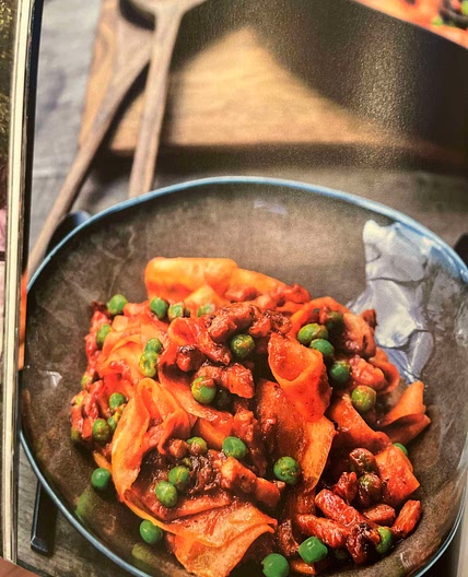 carrots  with bacon bits and peas