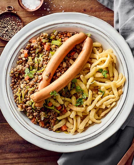 Linsen und Spätzle