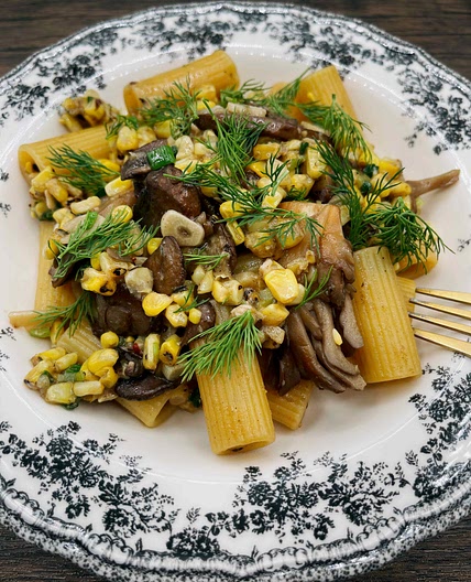 Pasta with Shio-Koji Corn and Mushrooms