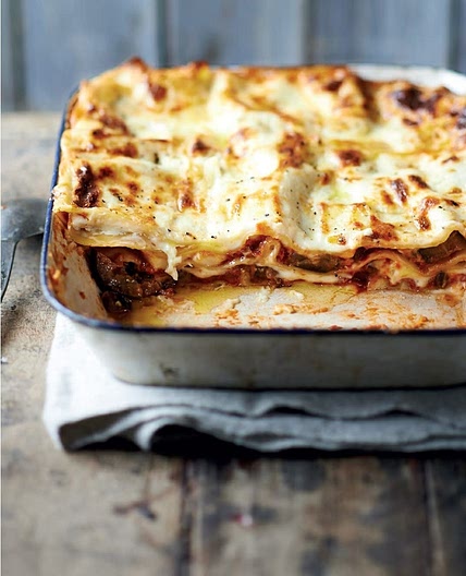 AUBERGINE LASAGNE WITH CAPERS, GARLIC AND PARMESAN