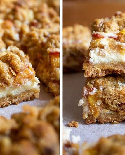 Peach Cheesecake Crumble Bars 🍑