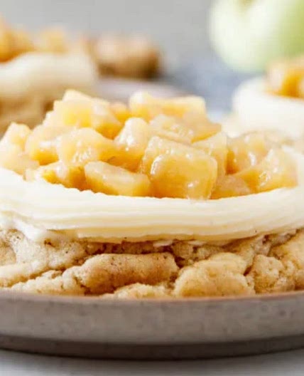 Crumbl-Inspired Iced Apple Cookies