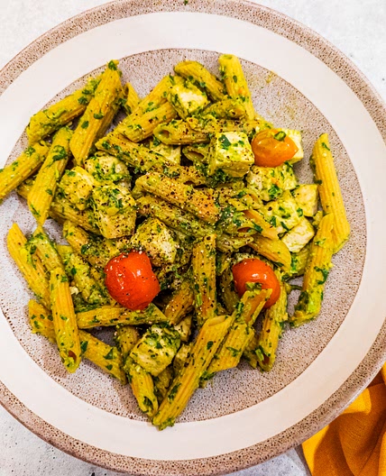 Creamy Pesto Pasta with Tofu