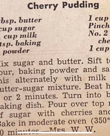 Cherry Pudding from the 1940s