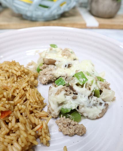 High Protein Low Carb Philly Cheesesteak Skillet