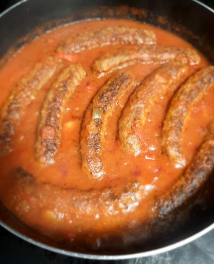 Sweet Italian Sausage w/ peppers and onion in marinara sauce