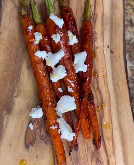 Roasted Carrots with Hot Honey and Goat Cheese