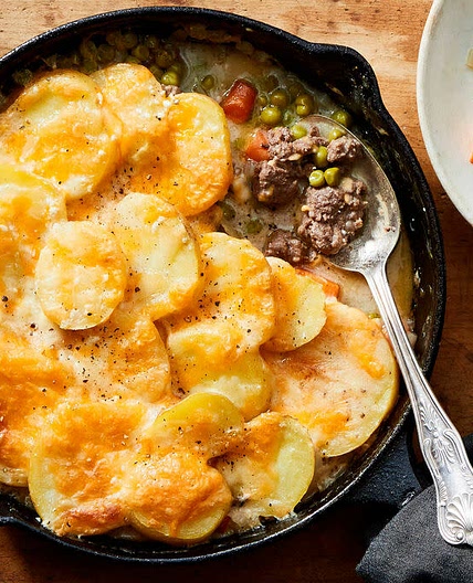 Cottage Pie with Grass-Fed Ground Beef topped with Scalloped Potatoes