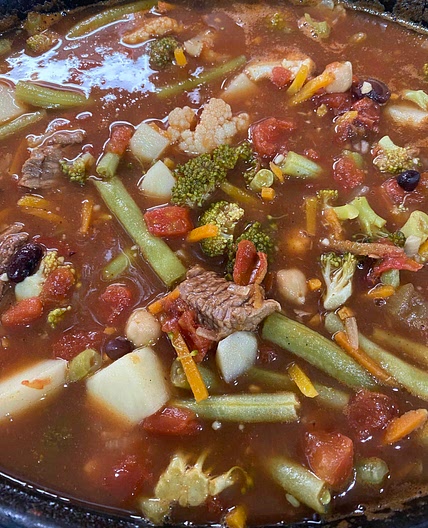 Beef, vegetable soup