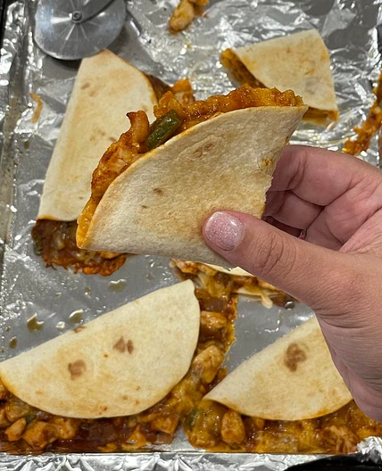Sheet pan chicken quesadillas 