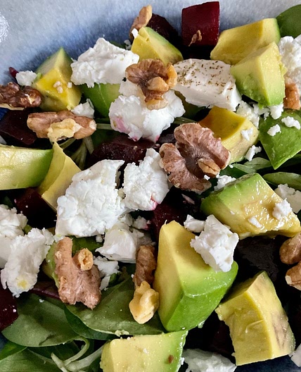 Feta, Beetroot, Watercress and Avocado Salad with a Balsamic Dressing