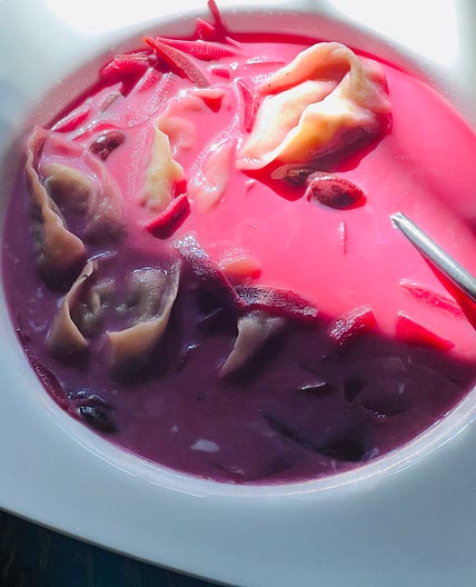 Lean Borsch with Mushroom Dumplings