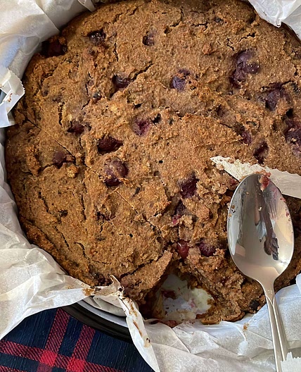 Vegan date cherry semolina cake