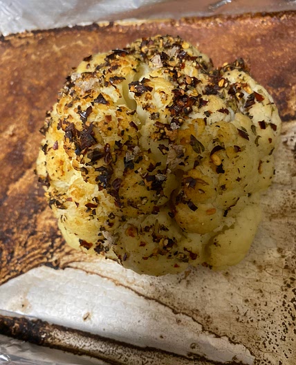 Whole baked cauliflower