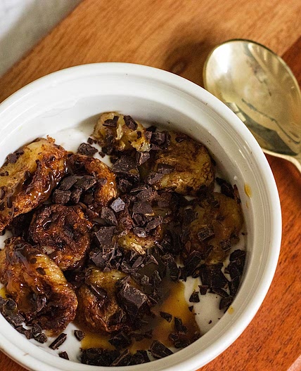 Air Fried Cinnamon Banana Slices with Yogurt