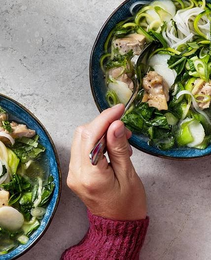 Easy Chicken Soup with Bok Choy and Rice Noodles