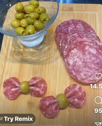 Salami and Olives bow ties