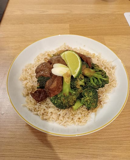 Ginger beef and broccoli
