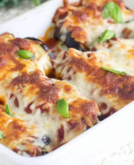 Kale & Ricotta Stuffed Eggplant Rollatini