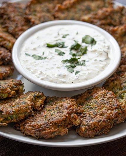 Zucchini Pancakes with Tzatziki Sauce
