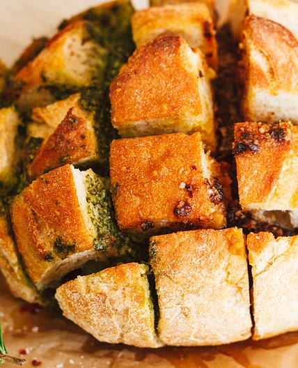Pesto Stuffed Garlic Bread