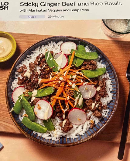 Sticky Ginger Beef and Rice Bowls