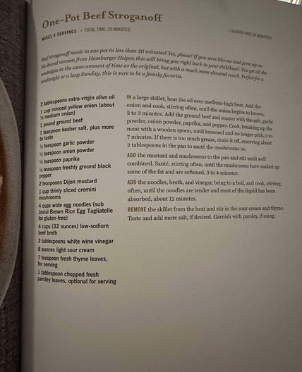 One pot beef stroganoff pg 77