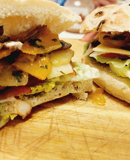 Panini - Speck, mushrooms and pumpkin